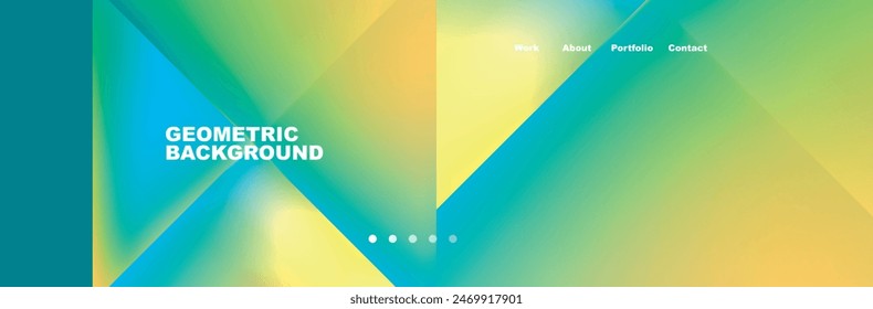 Colorful fluid gradient triangles and squares web site template. Vector Illustration For Wallpaper, Banner, Background, Card, Book Illustration, landing page