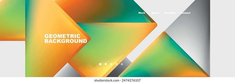 Colorful fluid gradient triangles and squares web site template. Vector Illustration For Wallpaper, Banner, Background, Card, Book Illustration, landing page