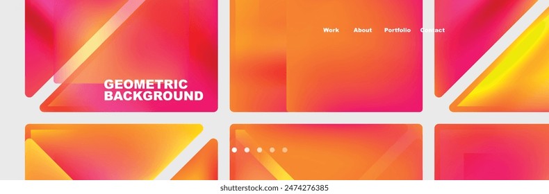 Colorful fluid gradient triangles and squares web site template. Vector Illustration For Wallpaper, Banner, Background, Card, Book Illustration, landing page