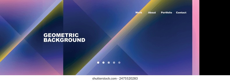 Colorful fluid gradient triangles and squares web site template. Vector Illustration For Wallpaper, Banner, Background, Card, Book Illustration, landing page