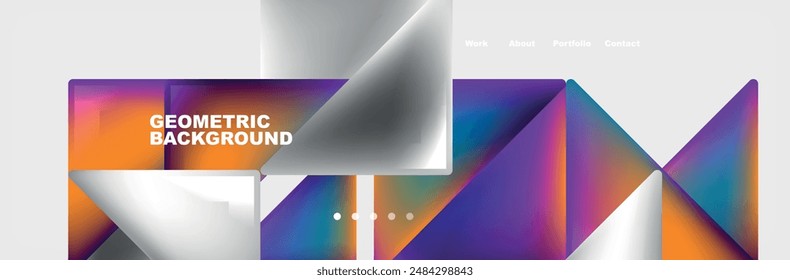 Coloridos triángulos de gradiente fluido y cuadrados de Plantilla de Sitio web. Ilustración vectorial Para Fondo de pantalla, Anuncio, Fondo, Tarjeta, Ilustración de libro, página de destino