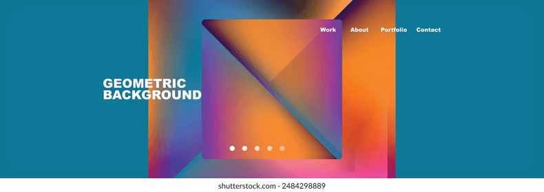 Colorful fluid gradient triangles and squares web site template. Vector Illustration For Wallpaper, Banner, Background, Card, Book Illustration, landing page