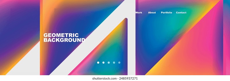 Colorful fluid gradient triangles and squares web site template. Vector Illustration For Wallpaper, Banner, Background, Card, Book Illustration, landing page