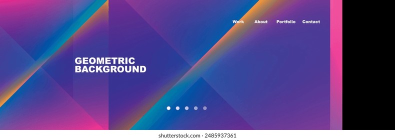 Colorful fluid gradient triangles and squares web site template. Vector Illustration For Wallpaper, Banner, Background, Card, Book Illustration, landing page