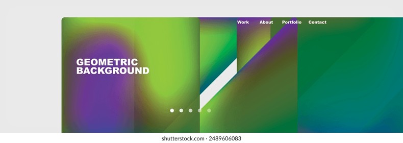 Colorful fluid gradient triangles and squares web site template. Vector Illustration For Wallpaper, Banner, Background, Card, Book Illustration, landing page