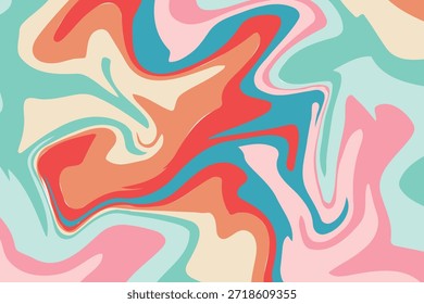 Padrão de mármore fluido colorido apresentam forma orgânica fluida em tons pastel brilhantes.