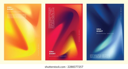 Colorful fluid mesh background template copy space set for poster, banner, leaflet, pamphlet, brochure, cover, booklet, or flyer