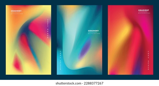 Colorful fluid mesh background template copy space set for poster, banner, leaflet, pamphlet, brochure, cover, booklet, or flyer