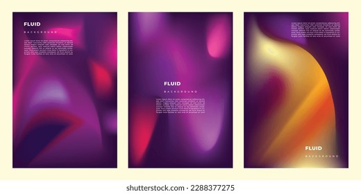 Colorful fluid mesh background template copy space set for poster, banner, leaflet, pamphlet, brochure, cover, booklet, or flyer