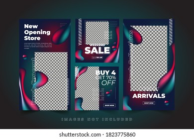 Colorful fluid neon social media template for woman fashion premium vector