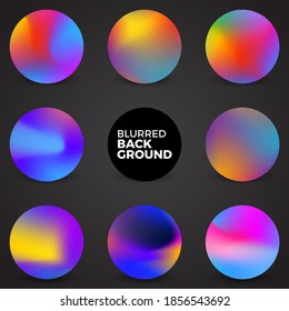 Colorful fluid, Round gradient set,Blurred circle backgrounds with modern abstract color gradient patterns. Colourful gradient orbs collection for your design. Vector illustration.