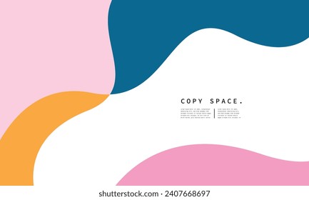 Colorful fluid shape background. Minimalist curve backdrop. Simple and modern background for poster, presentation, banner, cover, landing page, brochure, leaflet, or flyer.