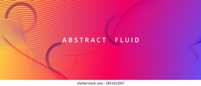 Farbige Flüssigkeitsform. Flow 3D Flyer. Vivid Dynamic Lines. Technologie-Fluid-Form. Grafikbanner. Flussbewegung. Abstrakte Landing Page. Geometrisches Bildschirmhintergrund. Helle Vorlage. Flüssigkeitsform.