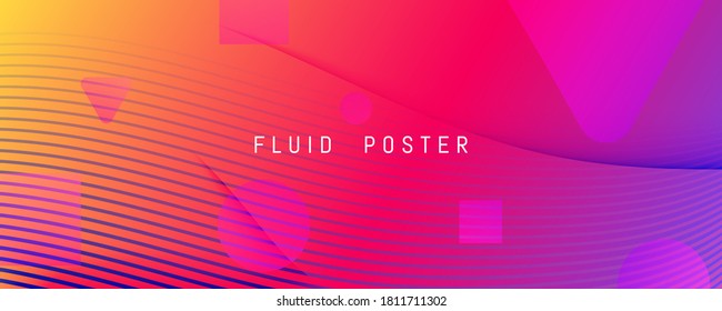 Colorful Fluid Shape. Flow Abstract Concept. Wave Gradient Lines. Minimal Fluid Shape. Graphic Pattern. Flow Flyer. 3d Wallpaper. Dynamic Background. Bright Illustration. Fluid Shape.