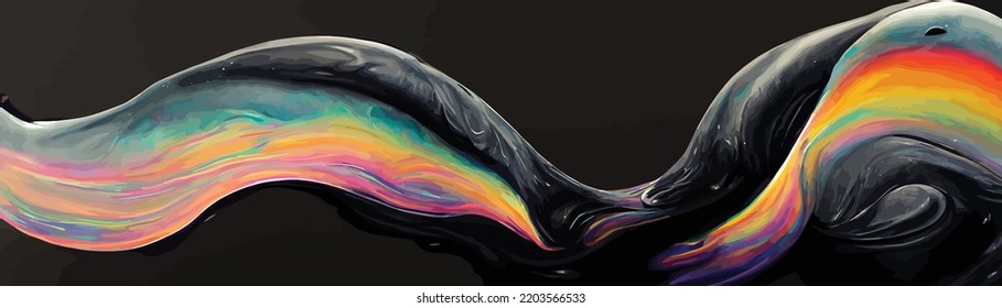 forma colorida del fluido sobre fondo gris oscuro