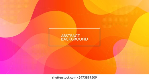 Colorful fluid shape on orange and pink gradient liquid background. Abstract 3d background Liquid style composition. Eps10 vector