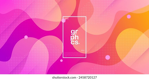 Forma colorida fluida sobre fondo líquido degradado púrpura y naranja. Composición abstracta de Vector de estilo líquido. Vector Eps10