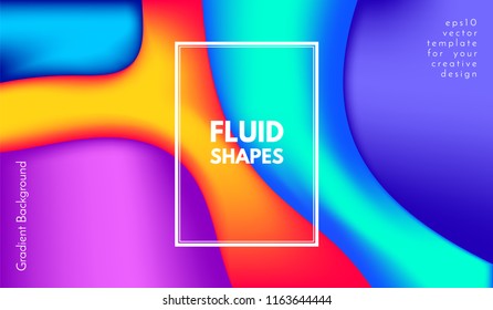 Colorful Fluid Shapes. 3d Graphic Illustration with Bright Liquid. Abstract Fluid Poster with Gradient. Trendy Flow Design. Vector Background with Fluid Shapes for Cover, Poster, Business Presentation