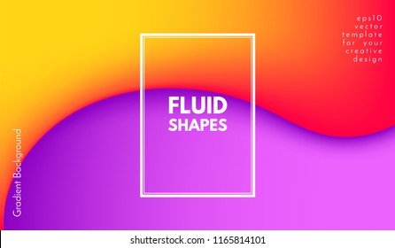 Colorful Fluid Shapes. 3d Graphic Illustration with Bright Liquid. Abstract Fluid Poster with Gradient. Trendy Flow Design. Vector Background with Fluid Shapes for Cover, Poster, Business Presentation