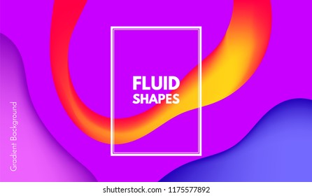 Colorful Fluid Shapes. 3d Graphic Illustration with Bright Liquid. Abstract Fluid Poster with Gradient. Trendy Flow Design. Vector Background with Fluid Shapes for Cover, Poster, Business Presentation