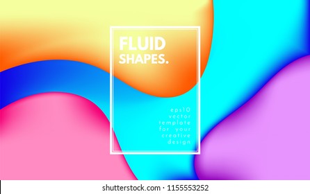 Colorful Fluid Shapes. Abstract Background with Gradient. 3d Composition with Bright Liquid. Eps10 Vector Illustration. Geometric Pattern with Fluid Elements for Cover, Banner, Poster, Business Design