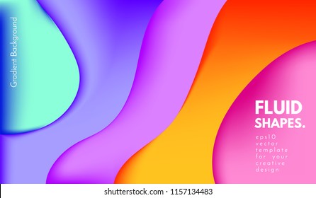 Colorful Fluid Shapes. Abstract Background with Gradient. 3d Composition with Bright Liquid. Eps10 Vector Illustration. Geometric Pattern with Fluid Elements for Cover, Banner, Poster, Business Design