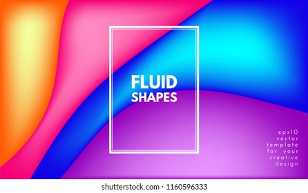 Colorful Fluid Shapes. Abstract Background with Gradient. 3d Composition with Bright Liquid. Eps10 Vector Illustration. Geometric Pattern with Fluid Elements for Cover, Banner, Poster, Business Design
