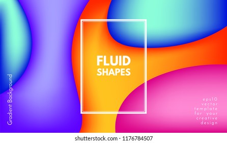 Colorful Fluid Shapes. Abstract Background with Gradient. 3d Composition with Bright Liquid. Eps10 Vector Illustration. Geometric Pattern with Fluid Elements for Cover, Banner, Poster, Business Design