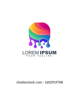Colorful fluid square logo design template