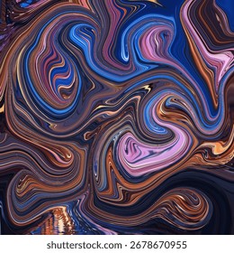 Fluido colorido redemoinho abstrato com tons dinâmicos de azul, rosa e laranja, ideal para fundos digitais modernos e projetos criativos. Palavras-chave: abstrato, redemoinho, colorido, fluido, moderno.