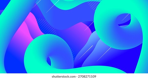 Fondo de Formas tridimensionales fluidas de colores con flujo lineal en 3D y reflejos brillantes, perfecto para el diseño digital moderno, el arte futurista y las imágenes creativas abstractas.
