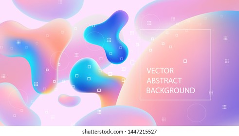 Colorful fluid vector abstract background. Set of futuristic elements. No gravity graphic template.