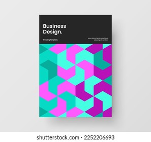 Farbiges Design des Flyers A4, Vektorlayout. Einzeln geometrisches Musterbuchkonzept.