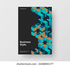 Colorful flyer A4 vector design layout. Simple geometric shapes company brochure template.