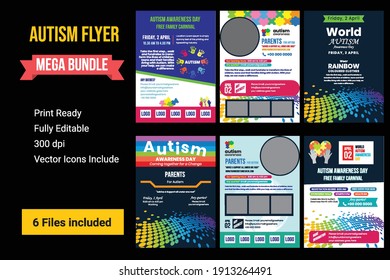 Colorful Flyer or banner or poster  Set of World autism awareness day with hand of puzzle pieces. Creative Poster Set Or Flyer or Banner Set Of World Autism Awareness Day.