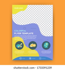 colorful flyer design template, with simple colorful icon, can be used for advertising purpose.