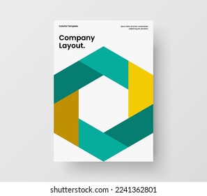 Colorful flyer design vector illustration. Trendy mosaic pattern pamphlet layout.