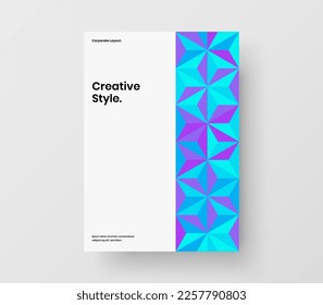 Colorful flyer design vector layout. Unique geometric hexagons annual report template.