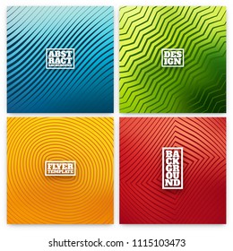 Colorful flyer template set - minimal cover designs - abstract geometric backgrounds with wavy lines
