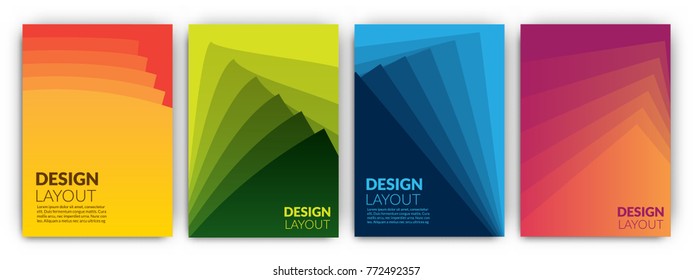 Colorful flyer template set - minimal cover designs - abstract geometric backgrounds collection