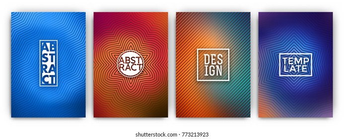 Colorful flyer template set - minimal cover designs - abstract geometric backgrounds with wavy lines