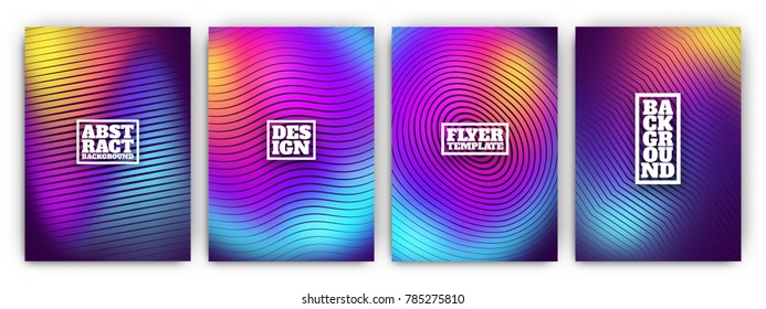 Colorful flyer template set - minimal cover designs - abstract geometric backgrounds with wavy lines