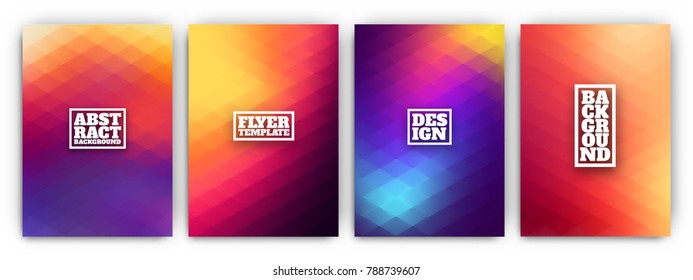 Colorful flyer template set - minimal cover designs - abstract geometric backgrounds with wavy lines