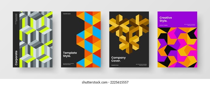 Colorful flyer vector design template composition. Simple geometric shapes journal cover layout set.
