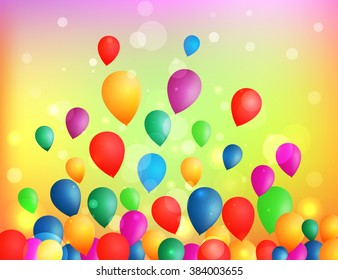 Colorful flying balloons background. Vector backdrop.