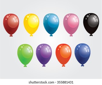 colorful flying balloons isolated illustration