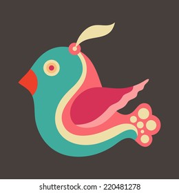 Colorful flying bird.