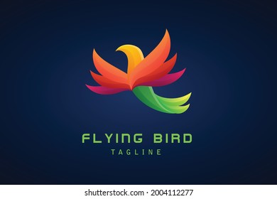 logotipo de gradiente de pájaro volador colorido para la empresa