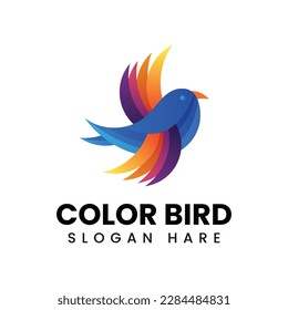 Colorful flying bird logo design vector illustration.