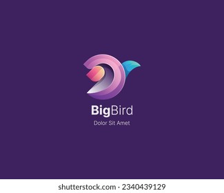 Colorful flying bird logo gradient